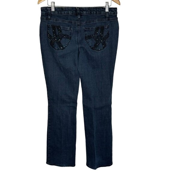 Mossimo Premium Denim Dark Wash Straight Jeans Size 10 Mid Rise Stretch Classic - Picture 4 of 10